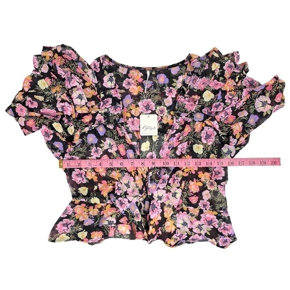 Free People Cottage Fairycore Maybel Floral Crop Blouse Femme Size XS-Small* - Picture 7 of 13